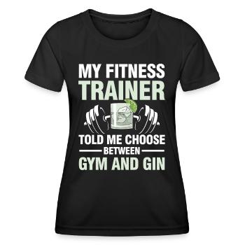 Fitness Trainer Gym And Gin Calisthenics - Frauen Funktions-T-Shirt - Schwarz - Vorne - AI Model Female 172 light (172cm)