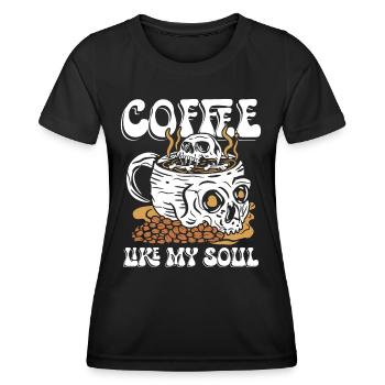 Kaffee wie meine Seele | Unruhe Schädel - Frauen Funktions-T-Shirt - Schwarz - Vorne - AI Model Female 172 light (172cm)