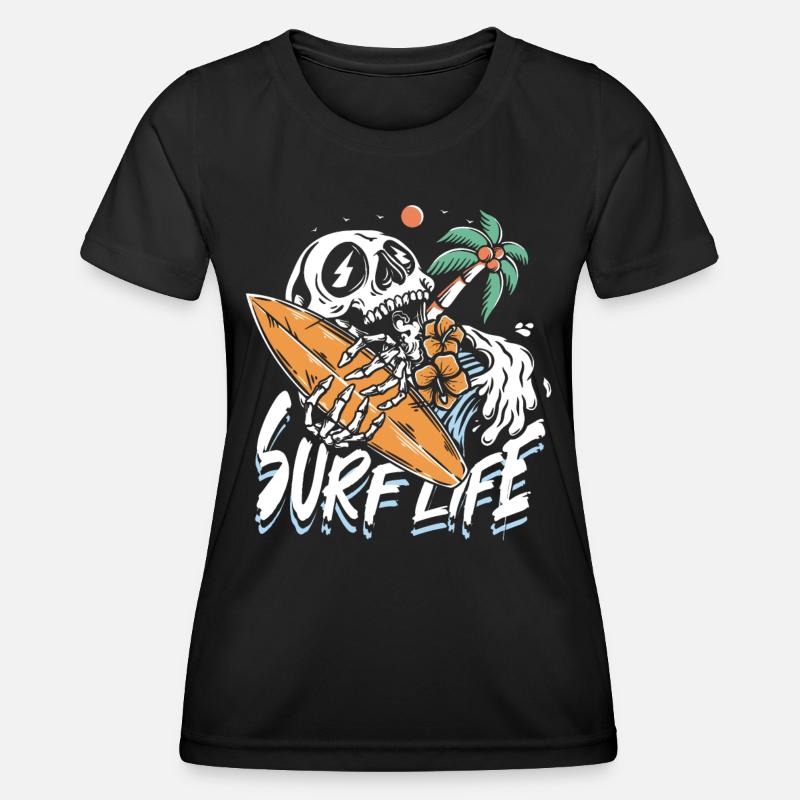 Surf life | sun & chill beach skull - Women's Functional T-Shirt - black