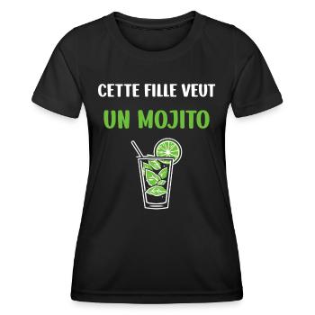 Cette fille veut un mojito - T-shirt sport Femme - noir - Devant - AI Model Female 172 light (172cm)