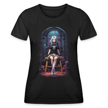 Kawaii Goth Pastel Anime e-girl Streetwear - T-shirt sport Femme - noir - Devant - AI Model Female 172 light (172cm)