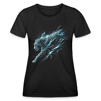 Éclair léopard - T-shirt sport Femme - noir - Devant - AI Model Female 172 light (172cm)