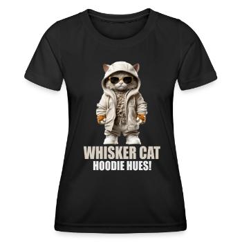 Katzenshirt lustiger Spruch Whisker cat hoodie - Frauen Funktions-T-Shirt - Schwarz - Vorne - AI Model Female 172 light (172cm)