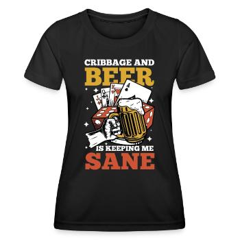 Cribbage And Beer Is Keeping Me Sane - Frauen Funktions-T-Shirt - Schwarz - Vorne - AI Model Female 172 light (172cm)