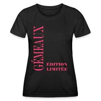 gémeaux - T-shirt sport Femme - noir - Devant - AI Model Female 172 light (172cm)
