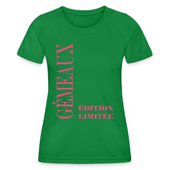 gémeaux - T-shirt sport Femme - vert - Devant - AI Model Female 172 dark (172cm)