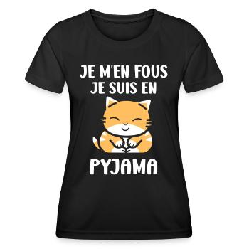 Je m'en fous je suis en pyjama - T-shirt sport Femme - noir - Devant - AI Model Female 172 light (172cm)