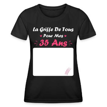la griffe de tous pour mes 35 Ans - T-shirt sport Femme - noir - Devant - AI Model Female 172 light (172cm)