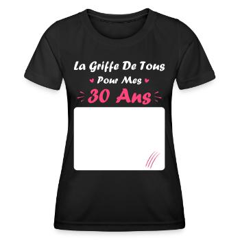 la griffe de tous pour mes 30 Ans - T-shirt sport Femme - noir - Devant - AI Model Female 172 light (172cm)