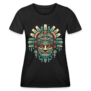 Aztekische Krieger Maske Maya Kultur Antike - Frauen Funktions-T-Shirt - Schwarz - Vorne - AI Model Female 172 light (172cm)
