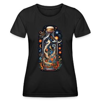 Espace floral dans l’esthétique de style bohème bouteille - T-shirt sport Femme - noir - Devant - AI Model Female 172 light (172cm)