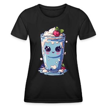 Myrtilles Mignon Milkshake Doux Amusant - T-shirt sport Femme - noir - Devant - AI Model Female 172 light (172cm)