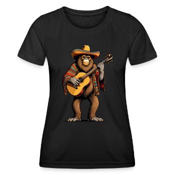 Bigfoot Mexican Mariachi Guitar Fiesta - Women's Functional T-Shirt - black - Front - AI Model Female 172 light (172cm)
