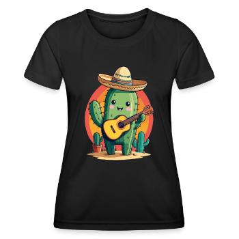 Cactus Mexican Mariachi Guitarist Music - Women's Functional T-Shirt - black - Front - AI Model Female 172 light (172cm)