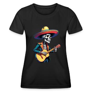Mexican Mariachi Skeleton Guitarist Fiesta - Women's Functional T-Shirt - black - Front - AI Model Female 172 light (172cm)