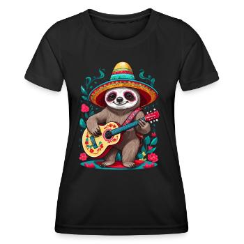 Sloth, Mariachi, Mexico, Music, Fiesta - Women's Functional T-Shirt - black - Front - AI Model Female 172 light (172cm)