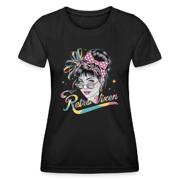 Stylische Retro 1980 Regenbogen-Retro Vixen für - Frauen Funktions-T-Shirt - Schwarz - Vorne - AI Model Female 172 light (172cm)
