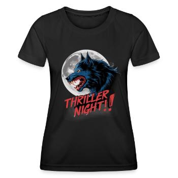 Thriller Nacht der Werwölfe und Mondscheinheulen - Frauen Funktions-T-Shirt - Schwarz - Vorne - AI Model Female 172 light (172cm)