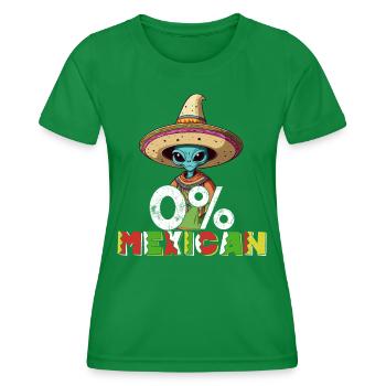 Alien Kein Mexikaner Lustiger Fiesta Spruch - Frauen Funktions-T-Shirt - Kelly Green - Vorne - AI Model Female 172 dark (172cm)