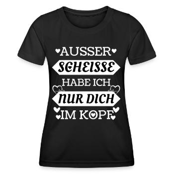 nur dich im Kopf - lustig und romantisch - Pärchen - Frauen Funktions-T-Shirt - Schwarz - Vorne - AI Model Female 172 light (172cm)