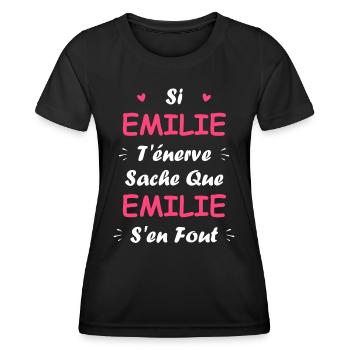 Emilie - T-shirt sport Femme - noir - Devant - AI Model Female 172 light (172cm)
