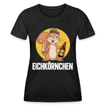 Eichkörnchen Eichhörnchen mit Korn - Frauen Funktions-T-Shirt - Schwarz - Vorne - AI Model Female 172 light (172cm)
