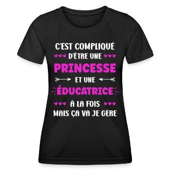 educatrice - T-shirt sport Femme - noir - Devant - AI Model Female 172 light (172cm)