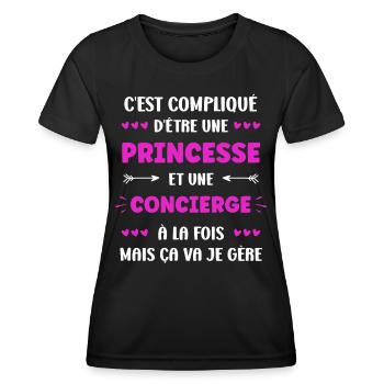 concierge - T-shirt sport Femme - noir - Devant - AI Model Female 172 light (172cm)