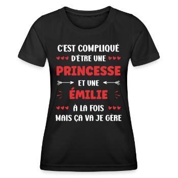 Émilie - T-shirt sport Femme - noir - Devant - AI Model Female 172 light (172cm)