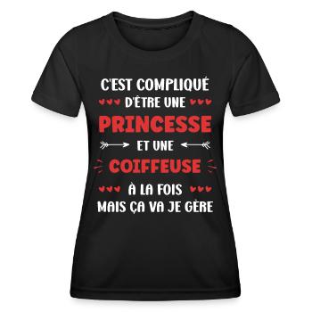 Coiffeuse - T-shirt sport Femme - noir - Devant - AI Model Female 172 light (172cm)