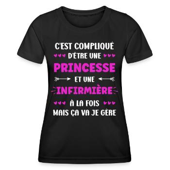 infirmière - T-shirt sport Femme - noir - Devant - AI Model Female 172 light (172cm)