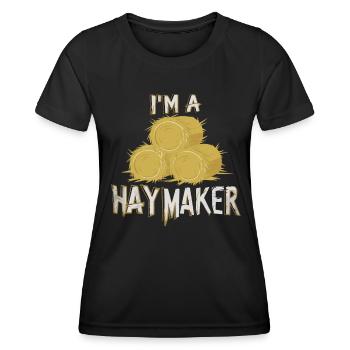Lustiger Heumacher Bauernhof Lebensstil Heu - Frauen Funktions-T-Shirt - Schwarz - Vorne - AI Model Female 172 light (172cm)