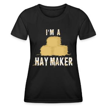 Lustiger Heumacher Bauernhof Lebensstil Heu - Frauen Funktions-T-Shirt - Schwarz - Vorne - AI Model Female 172 light (172cm)