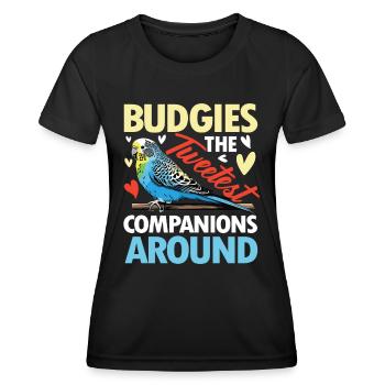 Budgies The Tweetest Companions Around - Frauen Funktions-T-Shirt - Schwarz - Vorne - AI Model Female 172 light (172cm)