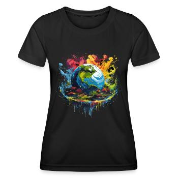 Respektier Muttererde Unseren Planeten Natur - Frauen Funktions-T-Shirt - Schwarz - Vorne - AI Model Female 172 light (172cm)