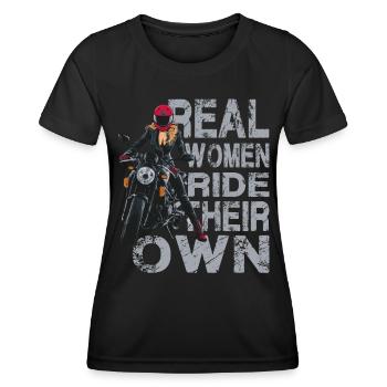 Real Women Ride Their Own für eine - Frauen Funktions-T-Shirt - Schwarz - Vorne - AI Model Female 172 light (172cm)