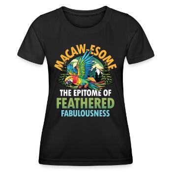 Macaw-esome Epitome of Feathered Fabulousness - Frauen Funktions-T-Shirt - Schwarz - Vorne - AI Model Female 172 light (172cm)