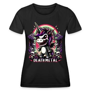 DEATH METAL UNICORN - Frauen Funktions-T-Shirt - Schwarz - Vorne - AI Model Female 172 light (172cm)