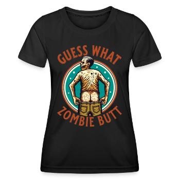 Rate Was? Zombie Hintern! Lustiger Spruch - Frauen Funktions-T-Shirt - Schwarz - Vorne - AI Model Female 172 light (172cm)