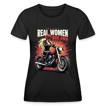 Real Women Ride Their Own für eine - Frauen Funktions-T-Shirt - Schwarz - Vorne - AI Model Female 172 light (172cm)