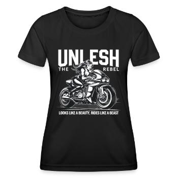 Looks Like A Beauty Rides Like A Beast - Frauen Funktions-T-Shirt - Schwarz - Vorne - AI Model Female 172 light (172cm)