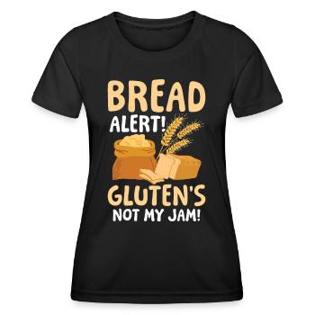 Bread alert Gluten's not my jam - Frauen Funktions-T-Shirt - Schwarz - Vorne - AI Model Female 172 light (172cm)