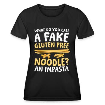 Fake gluten freenoodle An Impasta - Frauen Funktions-T-Shirt - Schwarz - Vorne - AI Model Female 172 light (172cm)