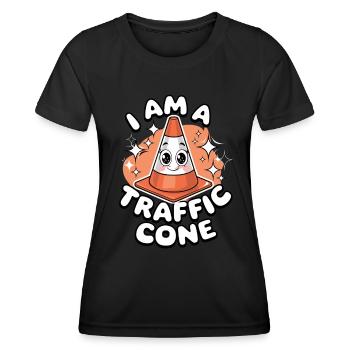 I AM A TRAFFIC CONE für eine Verkleidung als - Frauen Funktions-T-Shirt - Schwarz - Vorne - AI Model Female 172 light (172cm)