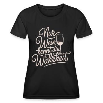 Nur Wein kennt die Wahrheit - Frauen Funktions-T-Shirt - Schwarz - Vorne - AI Model Female 172 light (172cm)