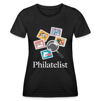 Lustige Briefmarken Briefmarkensammlung Humor - Frauen Funktions-T-Shirt - Schwarz - Vorne - AI Model Female 172 light (172cm)