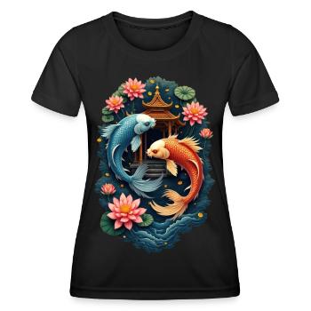 Koi-Fische - Frauen Funktions-T-Shirt - Schwarz - Vorne - AI Model Female 172 light (172cm)