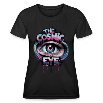L’œil cosmique Street Art Magie Visuelle - T-shirt sport Femme - noir - Devant - AI Model Female 172 light (172cm)