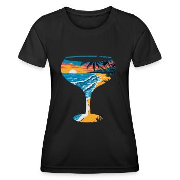 Tropischer Sonnenuntergang Am Strand Mit - Frauen Funktions-T-Shirt - Schwarz - Vorne - AI Model Female 172 light (172cm)