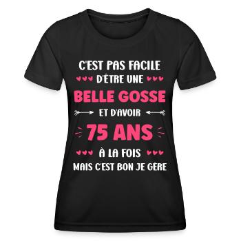 75 ANS - T-shirt sport Femme - noir - Devant - AI Model Female 172 light (172cm)
